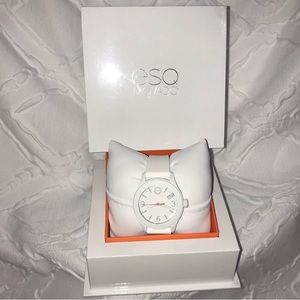 NWT ESQ Movado Women's 07101451 One Analog Display Swiss Quartz White Watch
